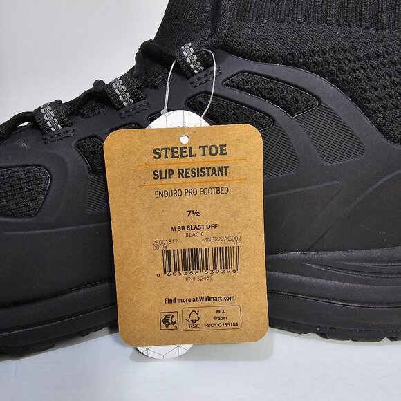 Brahma Steel Toe Work Shoes Slip Resistant Mens SZ 7.5 Black Blast Off Enduropro - Picture 9 of 9